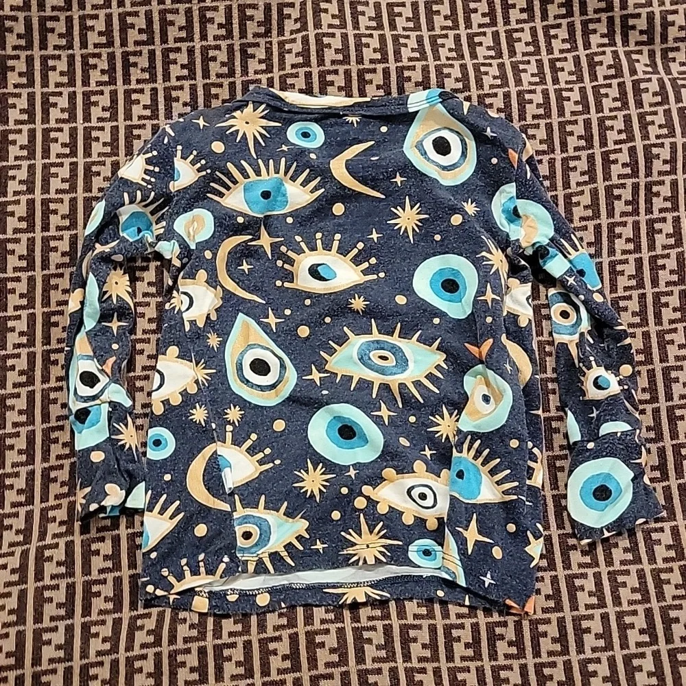 RARE Posh Peanut Fiona pajamas 2 piece blue eye nazar evil eye blue gold 12-18 m